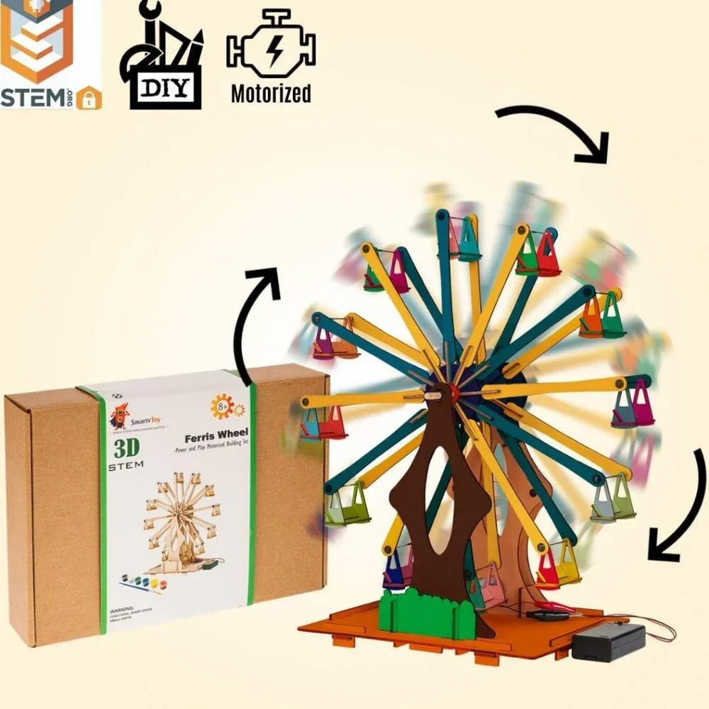 Wooden Ferris Wheel DIY 3D Puzzle Craft Kit STEM PROJECT Construction Toy Set BR